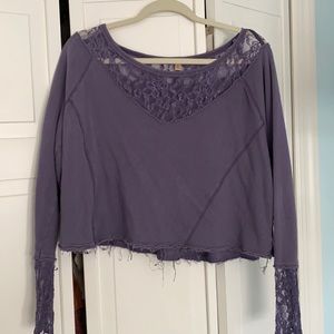 Purple Free People Cropped Sweater